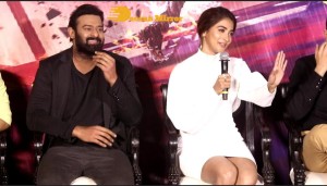 Prabhas and Pooja Hegde at the trailer launch of their movie Radhe Shyam