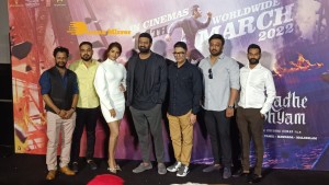 Prabhas and Pooja Hegde at the trailer launch of their movie Radhe Shyam