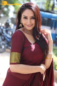 Actress Ragini Dwivedi in a brownish red saree