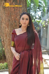 Actress Ragini Dwivedi in a brownish red saree