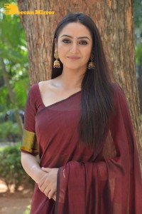 Actress Ragini Dwivedi in a brownish red saree