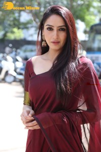 Actress Ragini Dwivedi in a brownish red saree