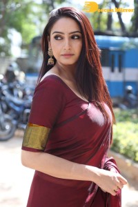 Actress Ragini Dwivedi in a brownish red saree