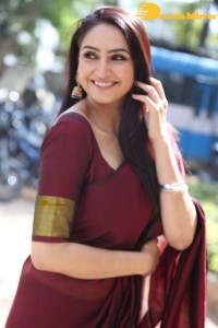 Actress Ragini Dwivedi in a brownish red saree