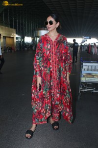 actress Rakul Preet Singh in a colorful attire at airport