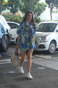 actress Rakul Preet Singh in short blue shorts at airport