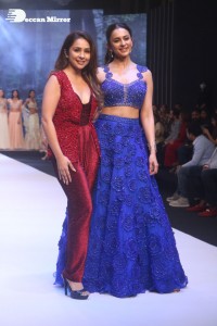 Rakul Preet Singh walks the ramp in a blue lehenga choli at the Bombay Times fashion week