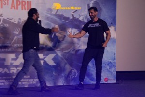 Actors John Abraham, Rakul Preet and Jacqueline Fernandez attend the trailer launch of their new movie ‘Attack’