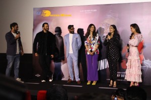 Ajay Devgn, Rakul Preet Singh, Aakanksha Singh and Rohit Shetty attend the trailer launch of their film 'Runway 34'
