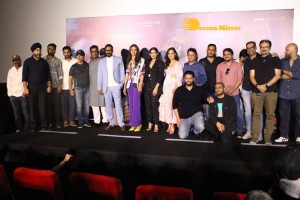 Ajay Devgn, Rakul Preet Singh, Aakanksha Singh and Rohit Shetty attend the trailer launch of their film 'Runway 34'