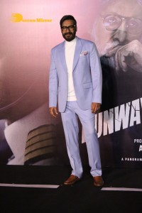 Ajay Devgn, Rakul Preet Singh, Aakanksha Singh and Rohit Shetty attend the trailer launch of their film 'Runway 34'
