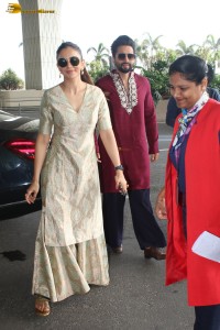 Newlyweds Rakul Preet Singh and Jackky Bhagnani spotted at Mumbai Airport on April 23, 2024