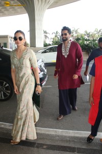 Newlyweds Rakul Preet Singh and Jackky Bhagnani spotted at Mumbai Airport on April 23, 2024