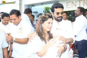 Ram Charan and Upasana with their daughter on June 23, 2023
