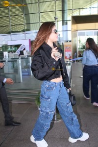 Bollywood actress Rasha Thadani in stylish attire spotted at Mumbai Airport