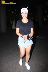 Indian TV Actress Rashami Desai was spotted with her cute furry friend at Mumbai Airport