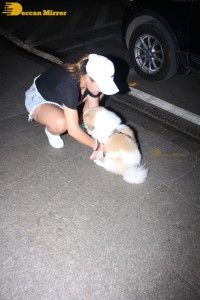 Indian TV Actress Rashami Desai was spotted with her cute furry friend at Mumbai Airport