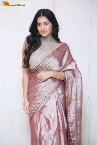 telugu actress rashi singh in a shiny pink saree