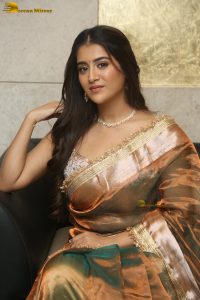 Indian actress rashi singh gorgeous in a gold color saree