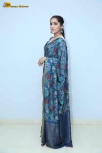 Telugu Anchor and Actress Rashmi Gautam photoshoot in a blue saree