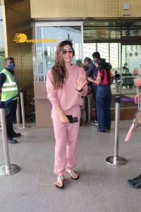 Rashmika Mandanna in pink track suit at the airport