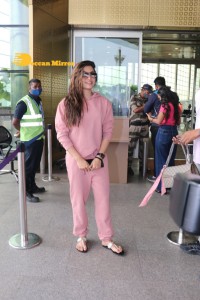 Rashmika Mandanna in pink track suit at the airport