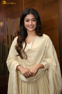 actress rashmika mandanna in a biege color salwar kameez dress