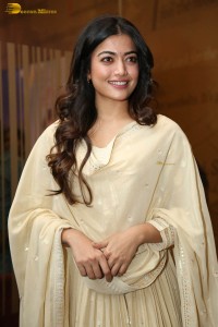 actress rashmika mandanna in a biege color salwar kameez dress