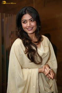 actress rashmika mandanna in a biege color salwar kameez dress