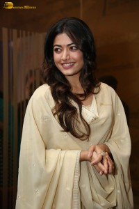 actress rashmika mandanna in a biege color salwar kameez dress