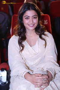 actress rashmika mandanna in a biege color salwar kameez dress