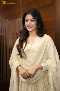 actress rashmika mandanna in a biege color salwar kameez dress