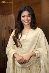 actress rashmika mandanna in a biege color salwar kameez dress