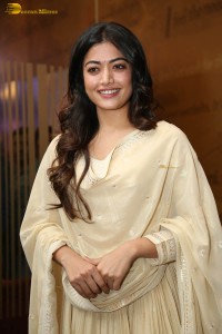 actress rashmika mandanna in a biege color salwar kameez dress