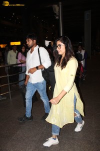 actress rashmika mandanna spotted in a casual attire at mumbai airport