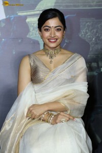 actress Rashmika Mandanna beautiful in a white saree