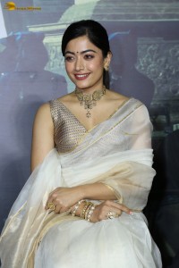 actress Rashmika Mandanna beautiful in a white saree