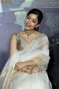 actress Rashmika Mandanna beautiful in a white saree