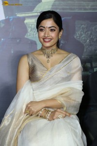 actress Rashmika Mandanna beautiful in a white saree