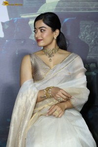 actress Rashmika Mandanna beautiful in a white saree
