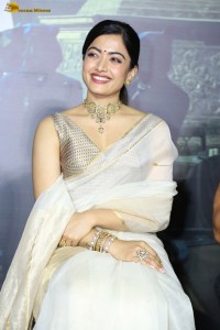 actress Rashmika Mandanna beautiful in a white saree
