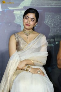 actress Rashmika Mandanna beautiful in a white saree