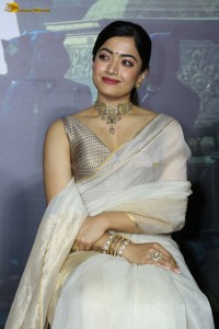 actress Rashmika Mandanna beautiful in a white saree