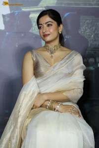 actress Rashmika Mandanna beautiful in a white saree