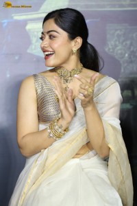 actress Rashmika Mandanna beautiful in a white saree