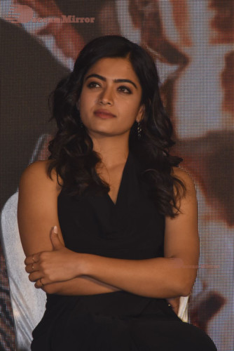 Telugu Actress Rashmika Mandanna in a black dress