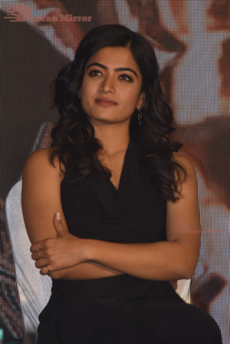 Telugu Actress Rashmika Mandanna in a black dress