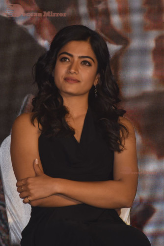 Telugu Actress Rashmika Mandanna in a black dress