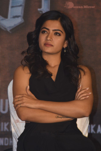 Telugu Actress Rashmika Mandanna in a black dress