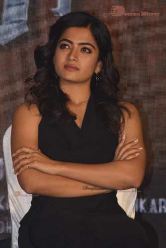 Telugu Actress Rashmika Mandanna in a black dress